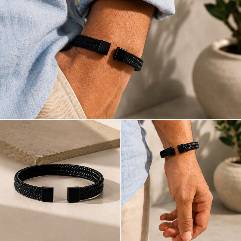 Black Weave Cuff Bracelet