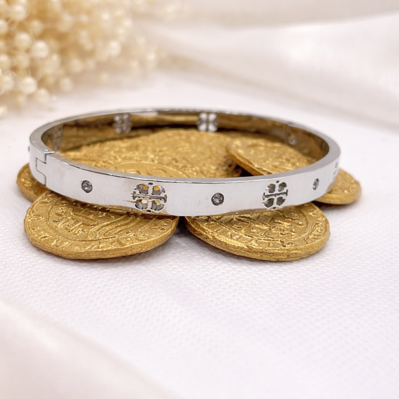 Elegant Stainless Steel Bracelet with Crystal Accents