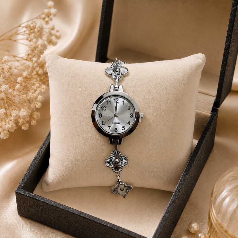 Silver Petal Elegance Watch