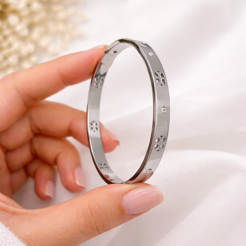 Elegant Stainless Steel Bracelet with Crystal Accents