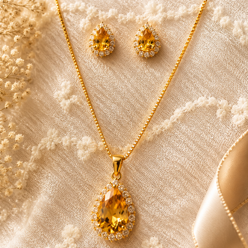 Luxe Petal Drop Pendant Set