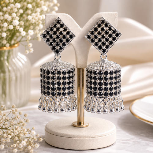 Noir Elegance Jhumka Earrings