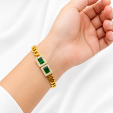 Golden bracelet with Green Stone