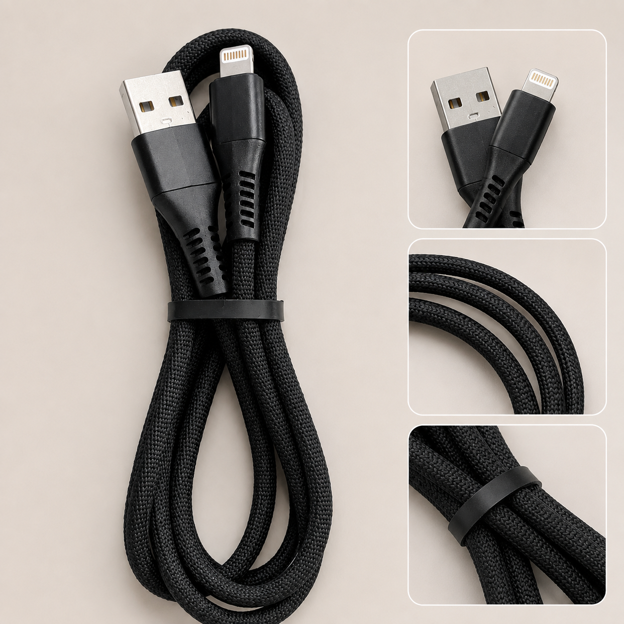 Black Lightning IPhone Charging Cable