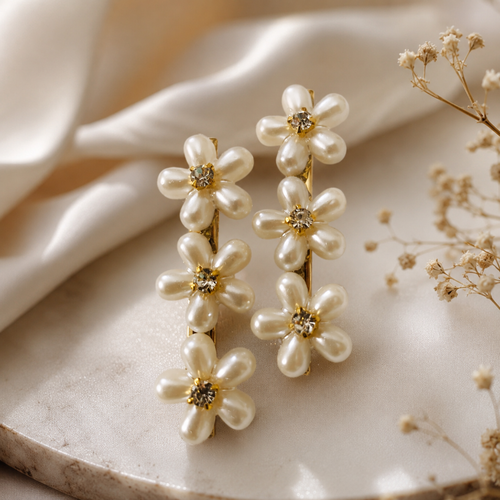Pearl Flower Hair Clips-Set of 2