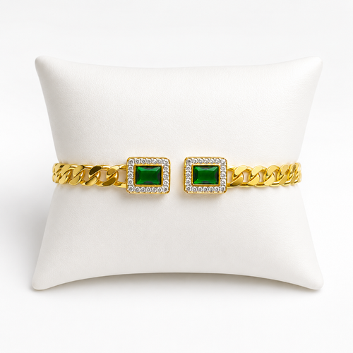 Golden bracelet with Green Stone