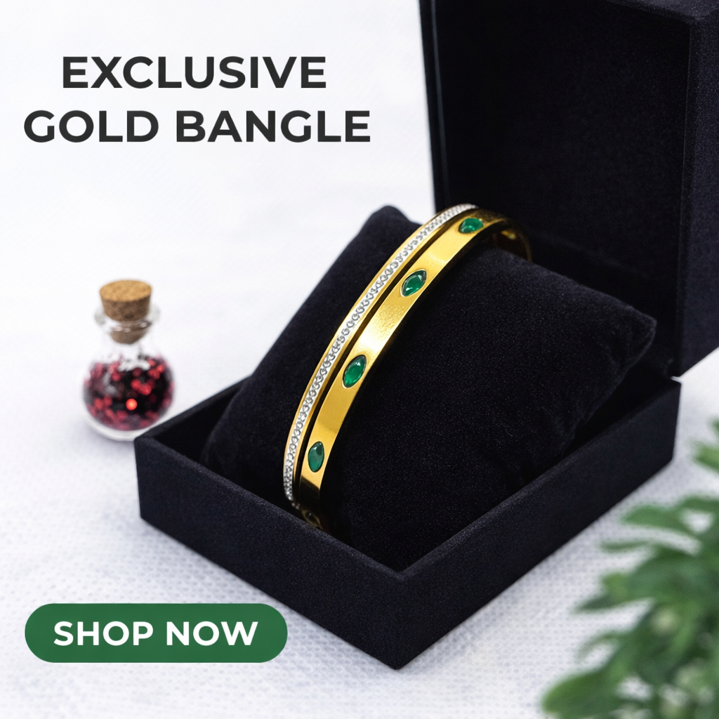 Exclusive Bangle with Green Stones