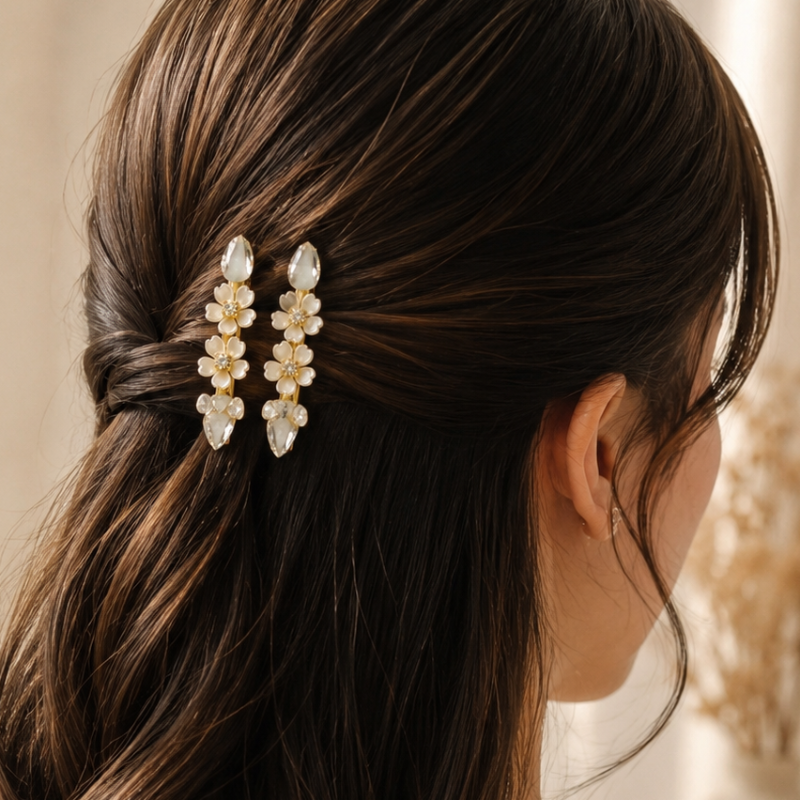 Pearl Petal Hair Clips-Set of 2