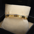 Stainless Steel Golden Color Roman Numeral Crystal Bracelet for Men and Women
